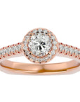 Inel de Logodnă cu Diamante Create în Laborator Brilliant Halo Pavé de 1.30 ct din 18k Aur Roz - Castelo.ro