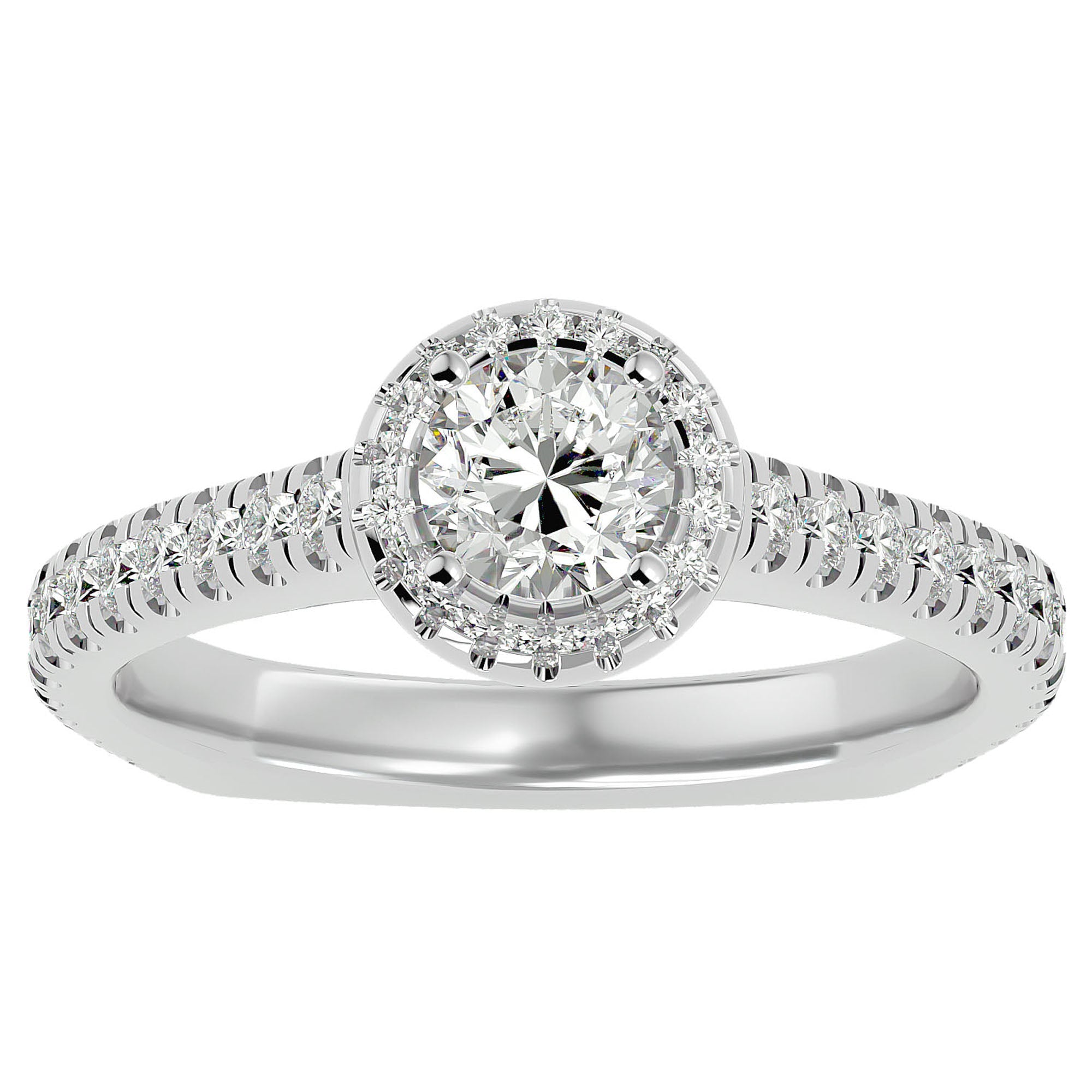 Inel de Logodnă cu Moissanite Brilliant Halo Pavé de 1.30 ct din Platina - Castelo.ro