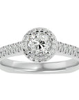 Inel de Logodnă cu Moissanite Brilliant Halo Pavé de 1.30 ct din Platina - Castelo.ro