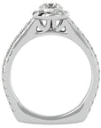 Inel de Logodnă din Aur 14k cu Diamante Naturale Brilliant Halo Pavé de 1.30 ct din 14k Aur Alb - Castelo.ro