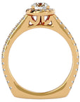 Inel de Logodnă din Aur 14k cu Moissanite Brilliant Halo Pavé de 1.30 ct din 14k Aur Galben - Castelo.ro