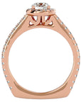Inel de Logodnă din Aur 14k cu Diamante Create în Laborator Brilliant Halo Pavé de 1.30 ct din 14k Aur Roz - Castelo.ro