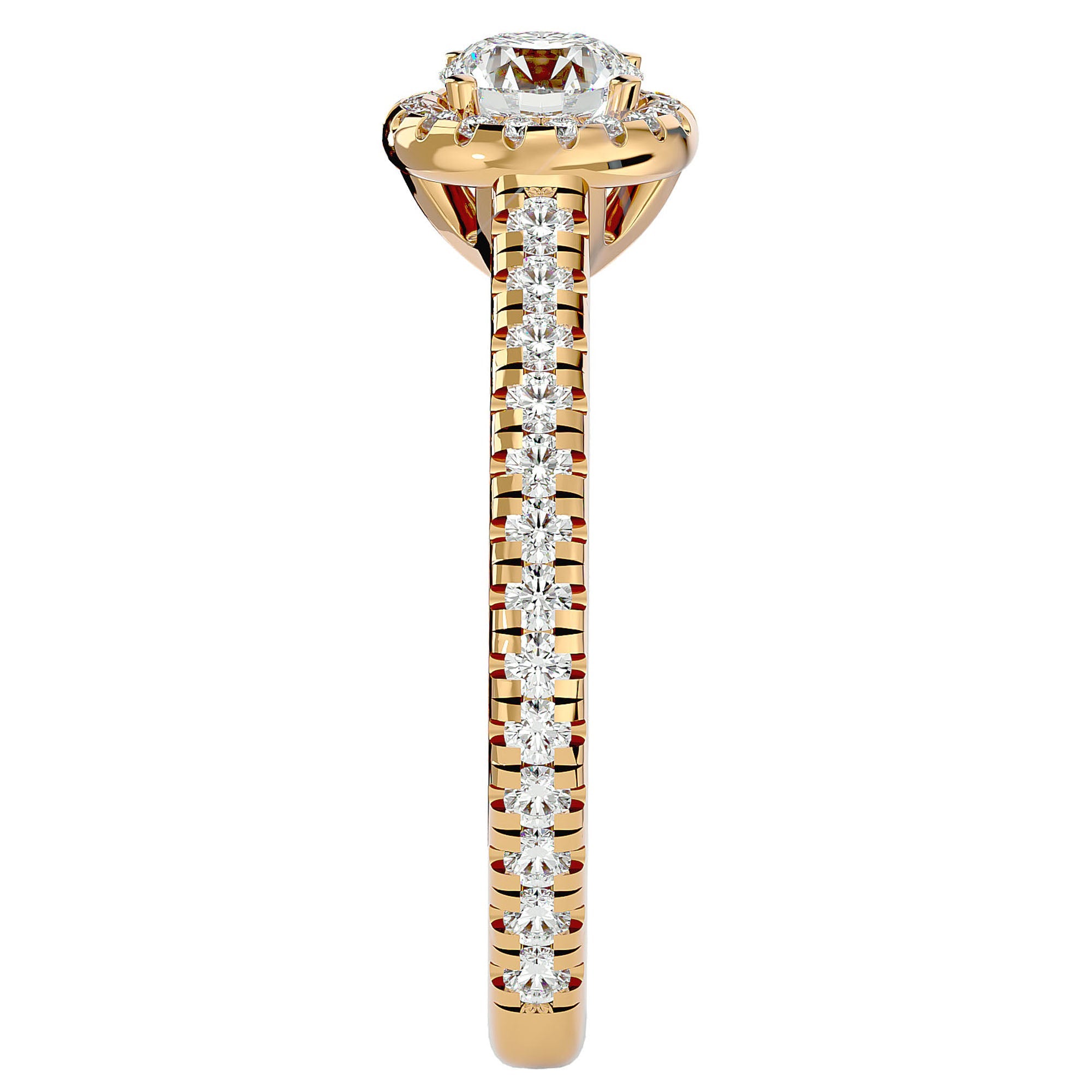 Inel de Logodnă din Aur 14k cu Moissanite Brilliant Halo Pavé de 1.30 ct din 14k Aur Galben - Castelo.ro