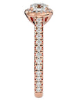 Inel de Logodnă din Aur 14k cu Diamante Create în Laborator Brilliant Halo Pavé de 1.30 ct din 14k Aur Roz - Castelo.ro