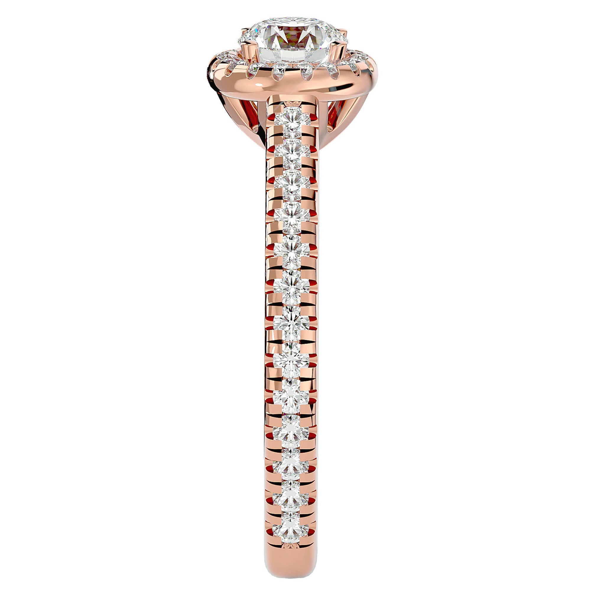 Inel de Logodnă din Aur 14k cu Diamante Naturale Brilliant Halo Pavé de 1.30 ct din 14k Aur Roz - Castelo.ro