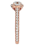 Inel de Logodnă cu Diamante Create în Laborator Brilliant Halo Pavé de 1.30 ct din 18k Aur Roz - Castelo.ro