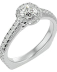 Inel de Logodnă din Aur 14k cu Diamante Naturale Brilliant Halo Pavé de 1.30 ct din 14k Aur Alb - Castelo.ro