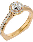 Inel de Logodnă din Aur 14k cu Moissanite Brilliant Halo Pavé de 1.30 ct din 14k Aur Galben - Castelo.ro