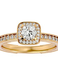 Inel de Logodnă Aspen cu Diamante Create în Laborator Brilliant Halo Pavé de 0.92 ct din 18k Aur Galben - Castelo.ro