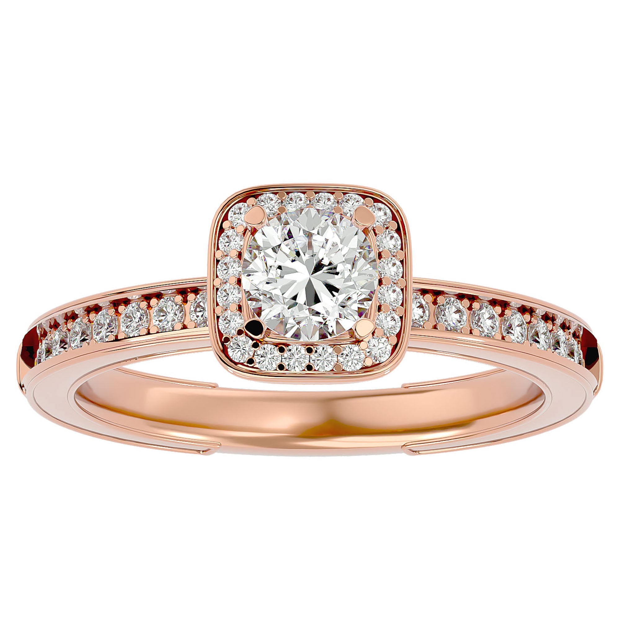 Inel de Logodnă Aspen din Aur 14k cu Moissanite Brilliant Halo Pavé de 0.92 ct din 14k Aur Roz - Castelo.ro