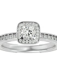 Inel de Logodnă Aspen cu Diamante Naturale Brilliant Halo Pavé de 0.92 ct din Platina - Castelo.ro