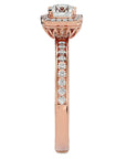Inel de Logodnă Aspen din Aur 14k cu Diamante Create în Laborator Brilliant Halo Pavé de 0.92 ct din 14k Aur Roz - Castelo.ro