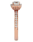Inel de Logodnă Aspen din Aur 14k cu Diamante Naturale Brilliant Halo Pavé de 0.92 ct din 14k Aur Roz - Castelo.ro
