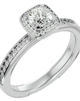 Inel de Logodnă Aspen cu Diamante Create în Laborator Brilliant Halo Pavé de 0.92 ct din Platina - Castelo.ro