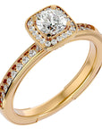 Inel de Logodnă Aspen din Aur 14k cu Diamante Create în Laborator Brilliant Halo Pavé de 0.92 ct din 14k Aur Galben - Castelo.ro