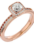Inel de Logodnă Aspen din Aur 14k cu Diamante Naturale Brilliant Halo Pavé de 0.92 ct din 14k Aur Roz - Castelo.ro