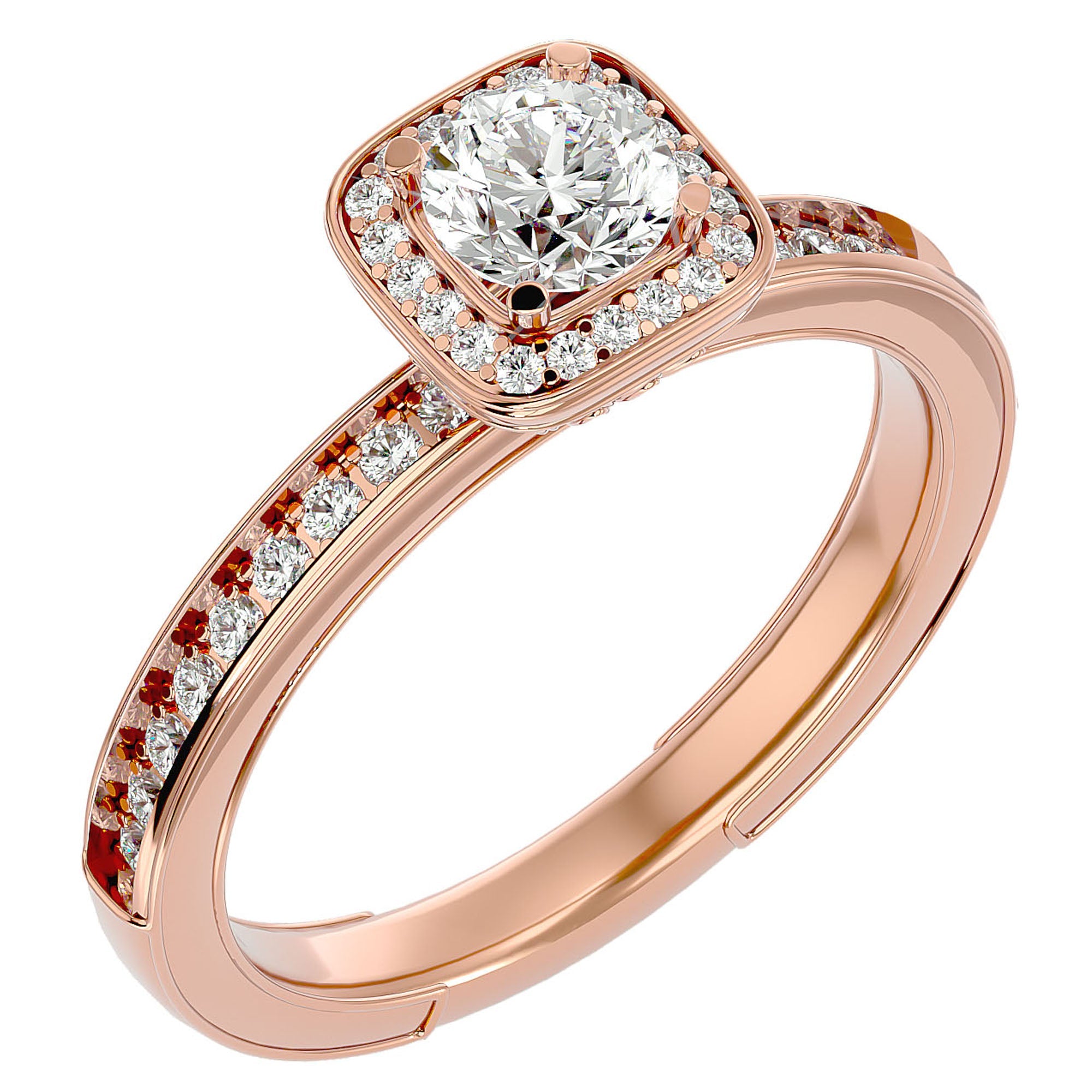 Inel de Logodnă Aspen din Aur 14k cu Moissanite Brilliant Halo Pavé de 0.92 ct din 14k Aur Roz - Castelo.ro
