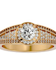 Inel de Logodnă Vintage cu Diamante Create în Laborator Halo Pavé de 0.97 ct din 18k Aur Galben - Castelo.ro