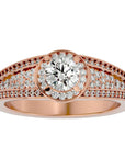 Inel de Logodnă Vintage din Aur 14k cu Diamante Create în Laborator Halo Pavé de 0.97 ct din 14k Aur Roz - Castelo.ro