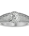 Inel de Logodnă Vintage cu Diamante Create în Laborator Halo Pavé de 0.97 ct din Platina - Castelo.ro