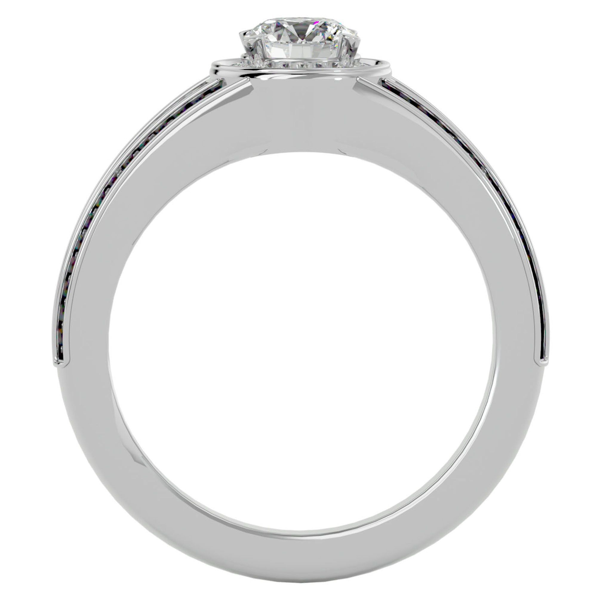 Inel de Logodnă Vintage din Aur 14k cu Diamante Create în Laborator Halo Pavé de 0.97 ct din 14k Aur Alb - Castelo.ro