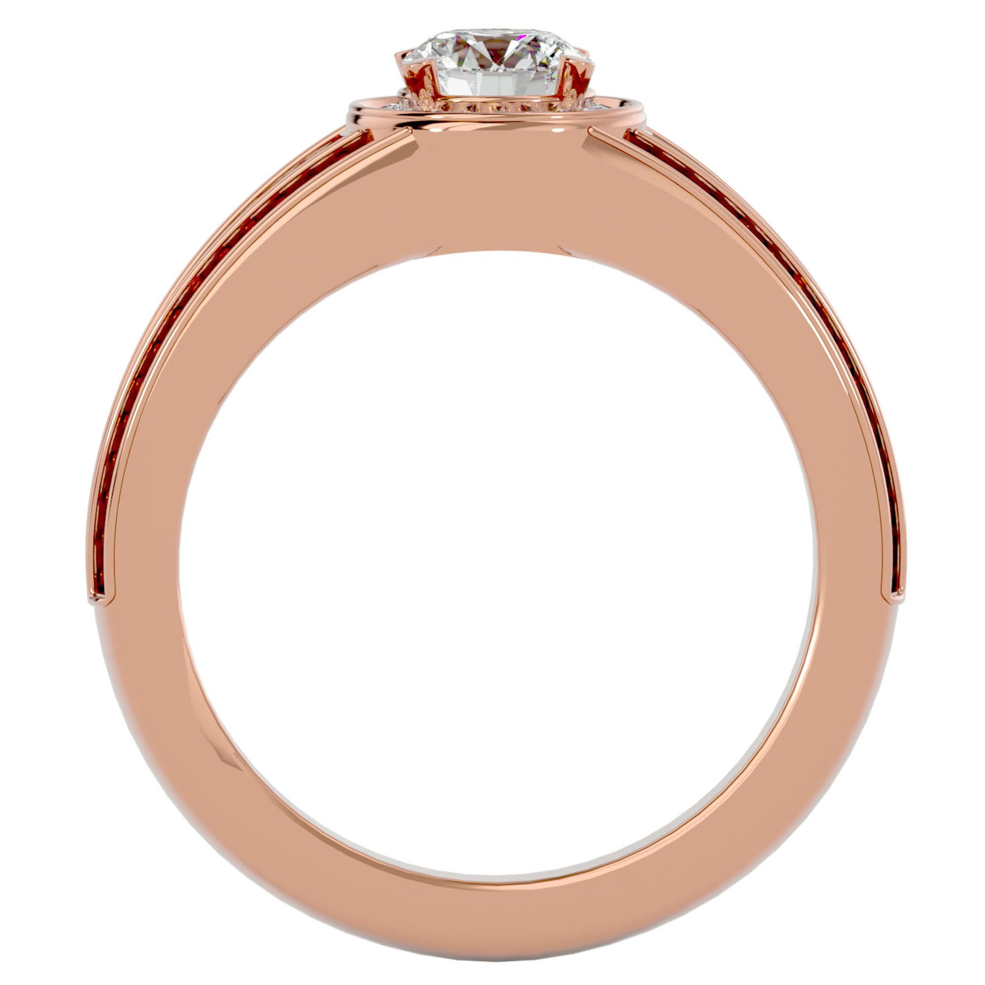 Inel de Logodnă Vintage din Aur 14k cu Diamante Create în Laborator Halo Pavé de 0.97 ct din 14k Aur Roz - Castelo.ro