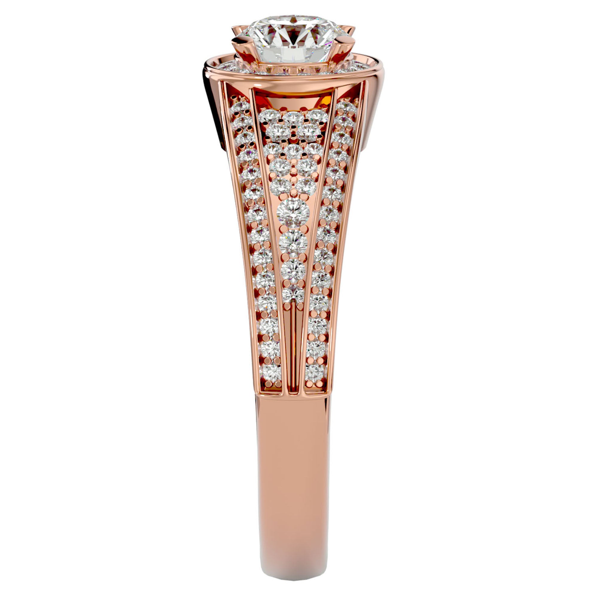 Inel de Logodnă Vintage cu Diamante Create în Laborator Halo Pavé de 0.97 ct din 18k Aur Roz - Castelo.ro