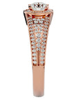 Inel de Logodnă Vintage din Aur 14k cu Diamante Naturale Halo Pavé de 0.97 ct din 14k Aur Roz - Castelo.ro