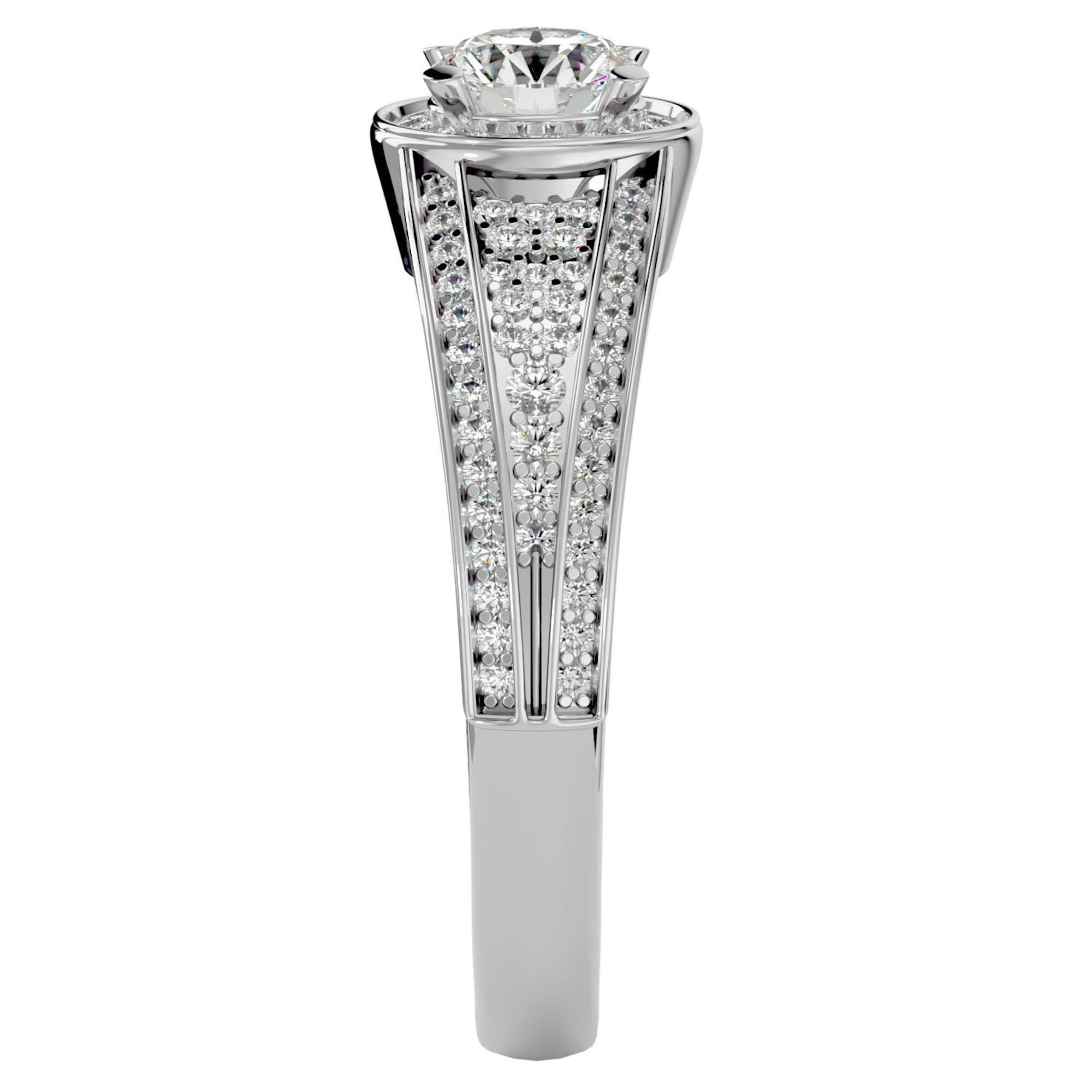 Inel de Logodnă Vintage cu Moissanite Halo Pavé de 0.97 ct din Platina - Castelo.ro