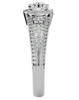 Inel de Logodnă Vintage din Aur 14k cu Diamante Create în Laborator Halo Pavé de 0.97 ct din 14k Aur Alb - Castelo.ro