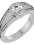 Inel de Logodnă Vintage cu Diamante Create în Laborator Halo Pavé de 0.97 ct din Platina - Castelo.ro