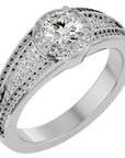 Inel de Logodnă Vintage cu Diamante Naturale Halo Pavé de 0.97 ct din Platina - Castelo.ro