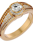 Inel de Logodnă Vintage din Aur 14k cu Diamante Naturale Halo Pavé de 0.97 ct din 14k Aur Galben - Castelo.ro