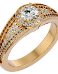 Inel de Logodnă Vintage din Aur 14k cu Diamante Naturale Halo Pavé de 0.97 ct din 14k Aur Galben - Castelo.ro