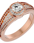 Inel de Logodnă Vintage cu Diamante Create în Laborator Halo Pavé de 0.97 ct din 18k Aur Roz - Castelo.ro