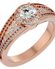 Inel de Logodnă Vintage din Aur 14k cu Diamante Create în Laborator Halo Pavé de 0.97 ct din 14k Aur Roz - Castelo.ro