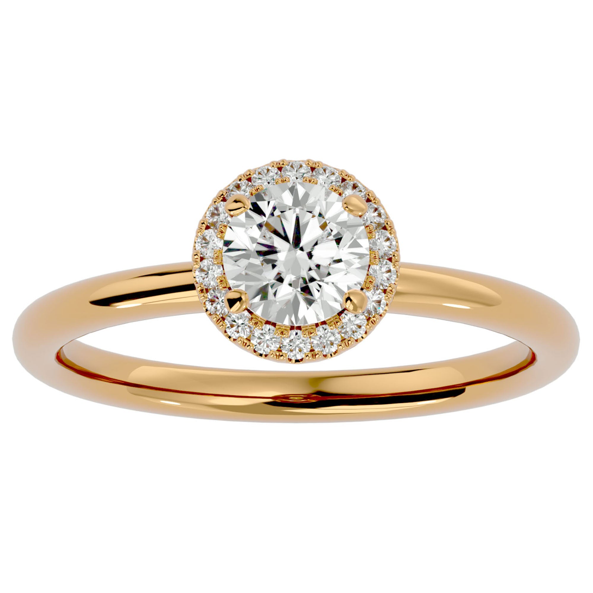 Inel de Logodnă Serenity din Aur 14k cu Moissanite Brilliant Halo de 0.50 ct din 14k Aur Galben - Castelo.ro