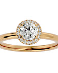Inel de Logodnă Serenity din Aur 14k cu Moissanite Brilliant Halo de 0.50 ct din 14k Aur Galben - Castelo.ro