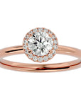 Inel de Logodnă Serenity cu Diamante Create în Laborator Brilliant Halo de 0.50 ct din 18k Aur Roz - Castelo.ro