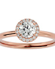 Inel de Logodnă Serenity din Aur 14k cu Moissanite Brilliant Halo de 0.50 ct din 14k Aur Roz - Castelo.ro