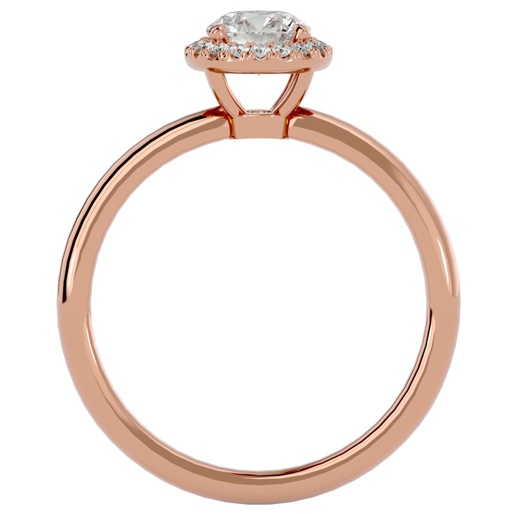 Inel de Logodnă Serenity din Aur 14k cu Moissanite Brilliant Halo de 0.50 ct din 14k Aur Roz - Castelo.ro