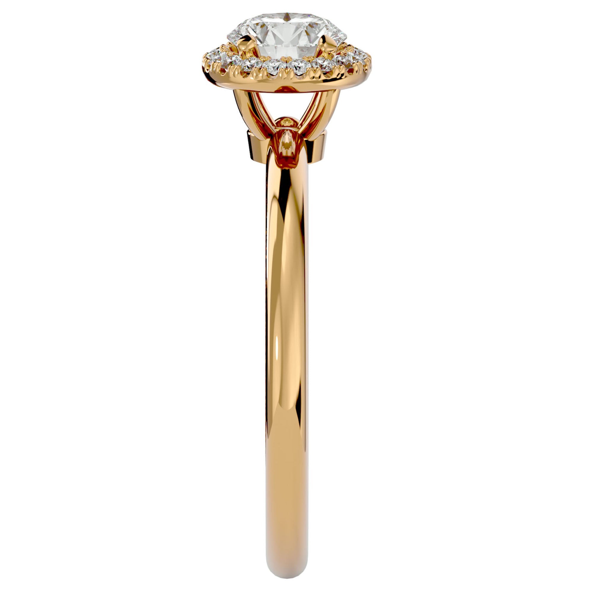 Inel de Logodnă Serenity din Aur 14k cu Diamante Naturale Brilliant Halo de 0.50 ct din 14k Aur Galben - Castelo.ro