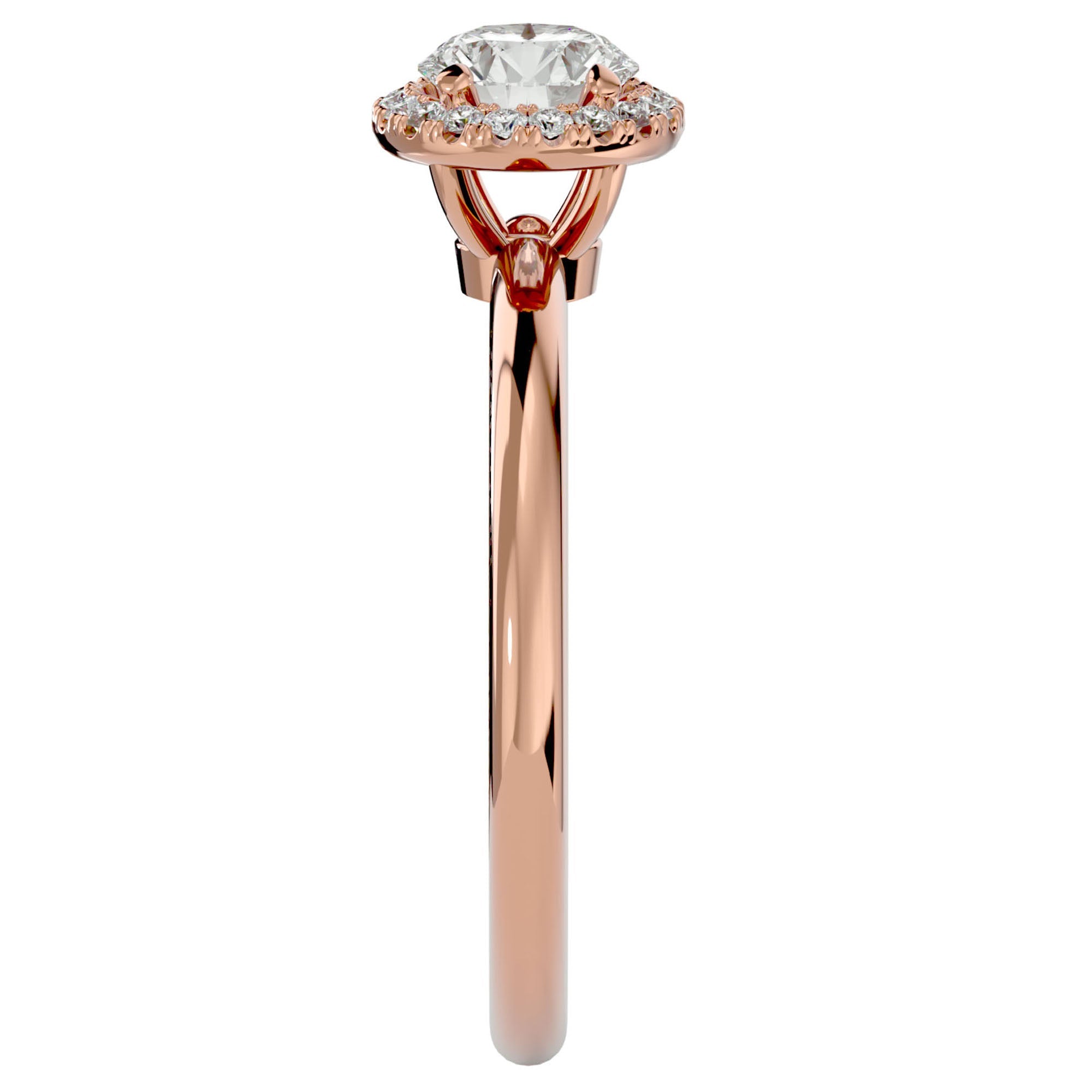 Inel de Logodnă Serenity din Aur 14k cu Moissanite Brilliant Halo de 0.50 ct din 14k Aur Roz - Castelo.ro