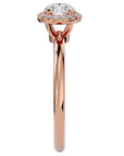 Inel de Logodnă Serenity din Aur 14k cu Moissanite Brilliant Halo de 0.50 ct din 14k Aur Roz - Castelo.ro