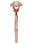 Inel de Logodnă Serenity din Aur 14k cu Diamante Naturale Brilliant Halo de 0.50 ct din 14k Aur Roz - Castelo.ro