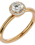 Inel de Logodnă Serenity cu Diamante Create în Laborator Brilliant Halo de 0.50 ct din 18k Aur Galben - Castelo.ro