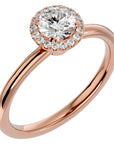 Inel de Logodnă Serenity cu Diamante Create în Laborator Brilliant Halo de 0.50 ct din 18k Aur Roz - Castelo.ro