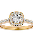 Inel de Logodnă Azure din Aur 14k cu Moissanite Halo Pavé de 0.72 ct din 14k Aur Galben - Castelo.ro