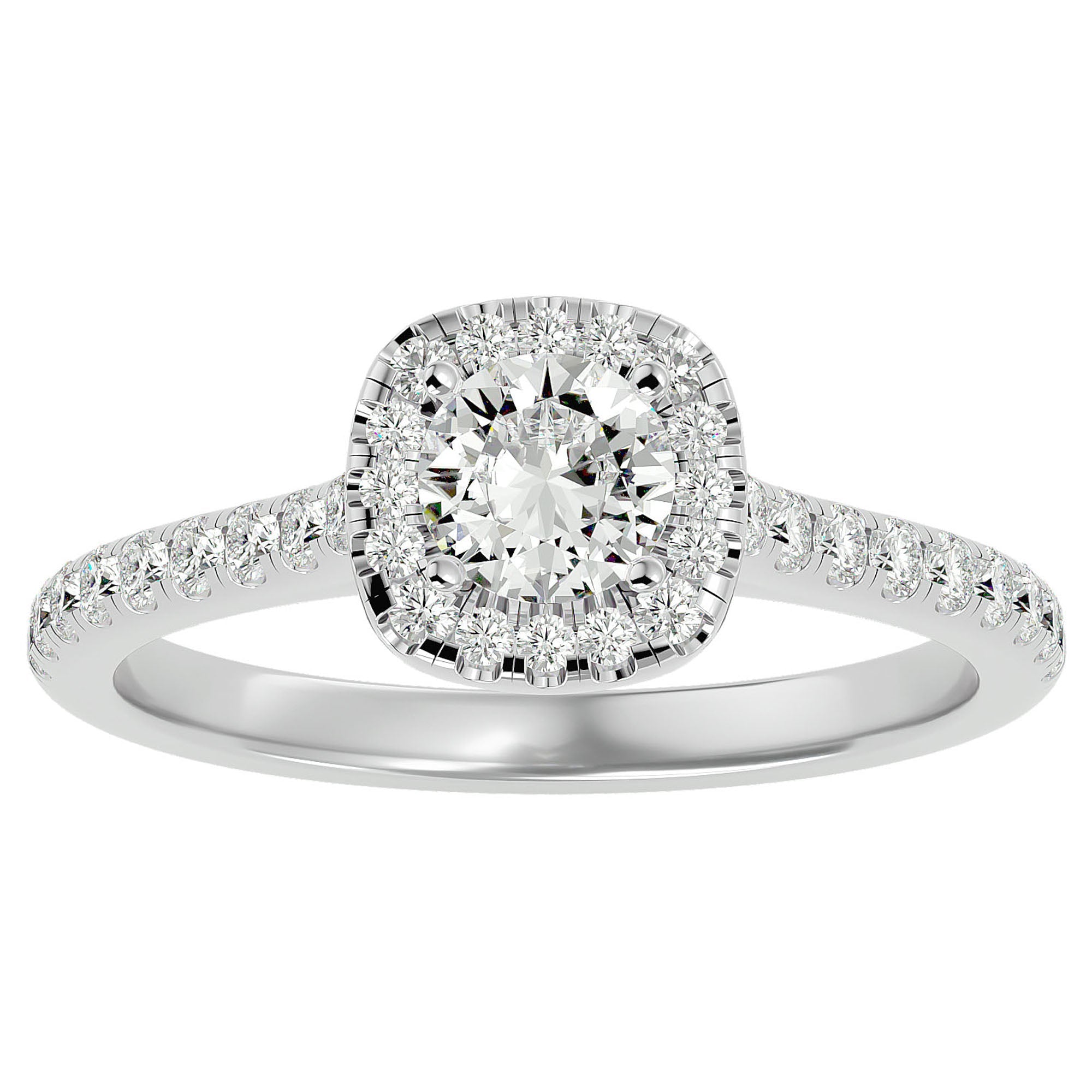Inel de Logodnă Azure cu Moissanite Halo Pavé de 0.72 ct din Platina - Castelo.ro