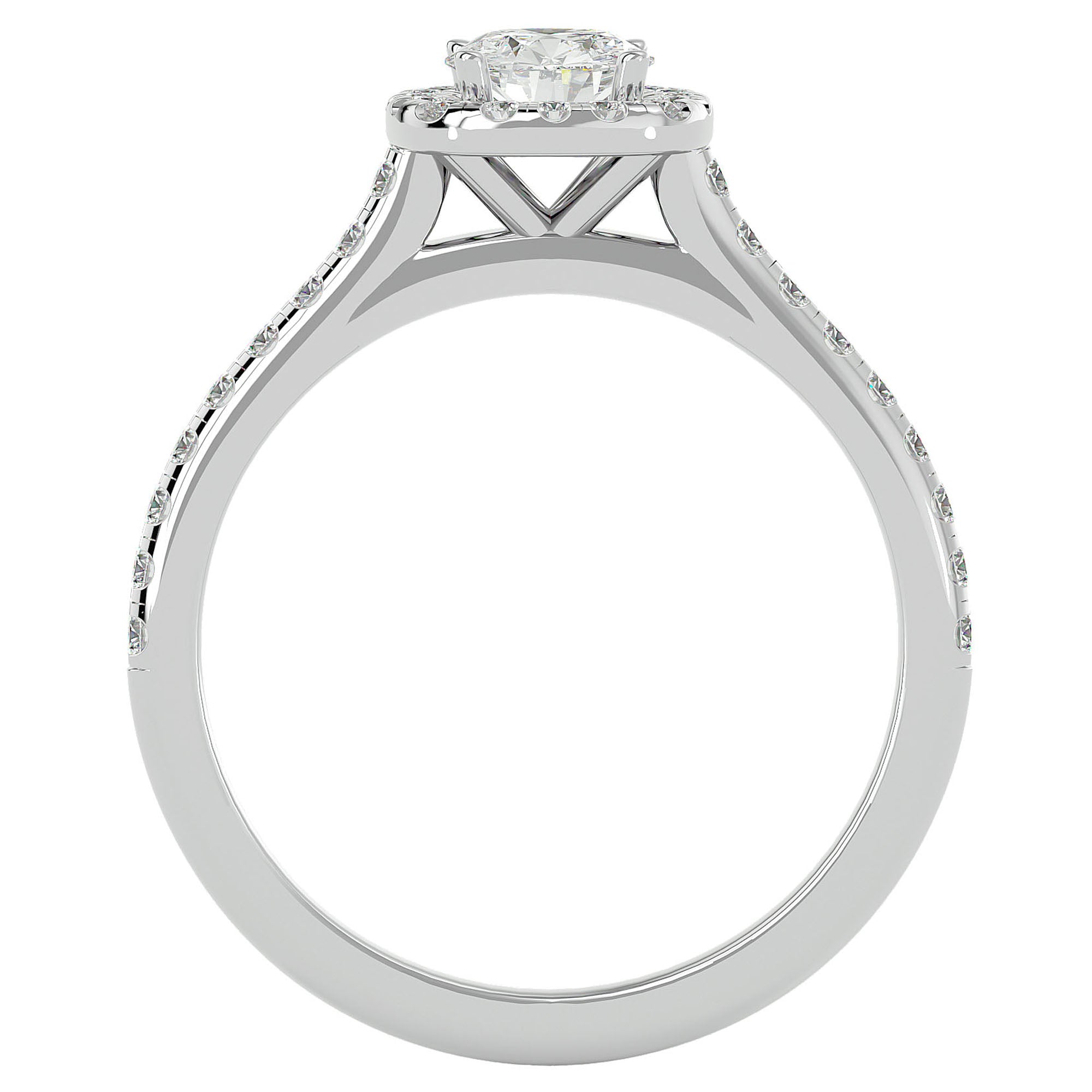 Inel de Logodnă Azure cu Diamante Create în Laborator Halo Pavé de 0.72 ct din Platina - Castelo.ro